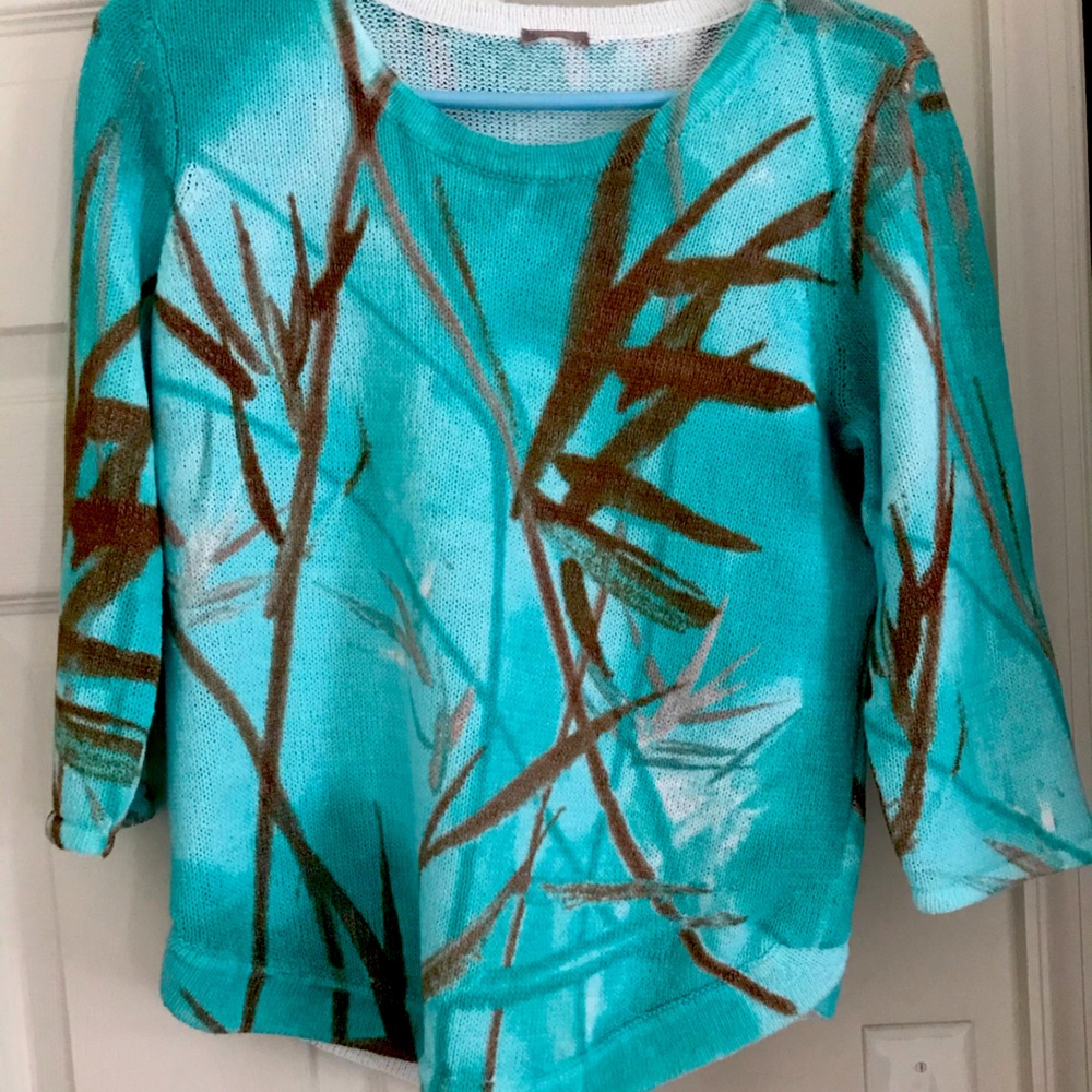 Beautiful turquoise and brown sweater